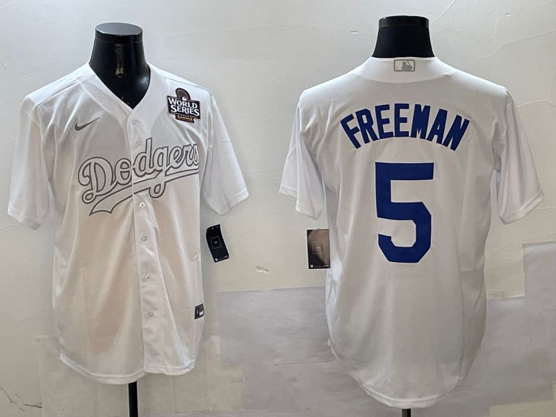 Men Los Angeles Dodgers 5 Freeman White Fashion Edition Game 2025 Nike MLB Jersey style 5